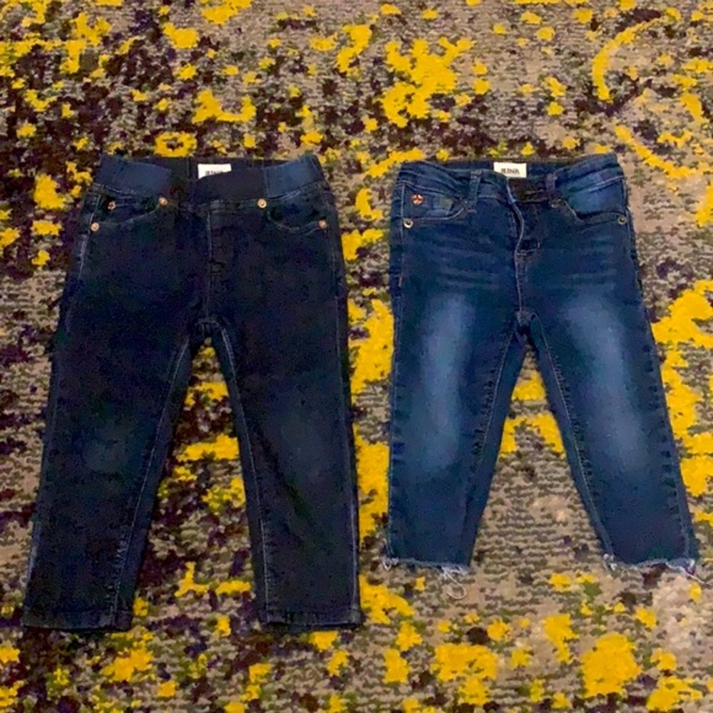 Lot of 2 Baby Hudson Jeans skinny raw hem pull on legging
